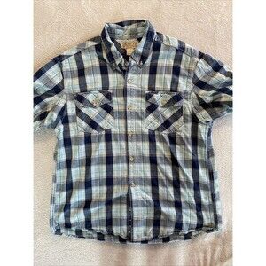 Duluth Trading Button Down Shirt Men's Large Plaid Short Sleeve Hiking Pockets